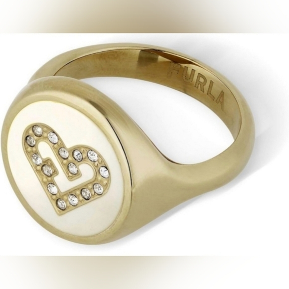 FURLA HEART RING 💛🤍 Size 7 - Picture 2 of 9